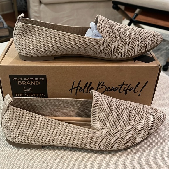 London Rag Akili Knit Beige Textile Solid Flats/NIB/9 - Picture 10 of 11